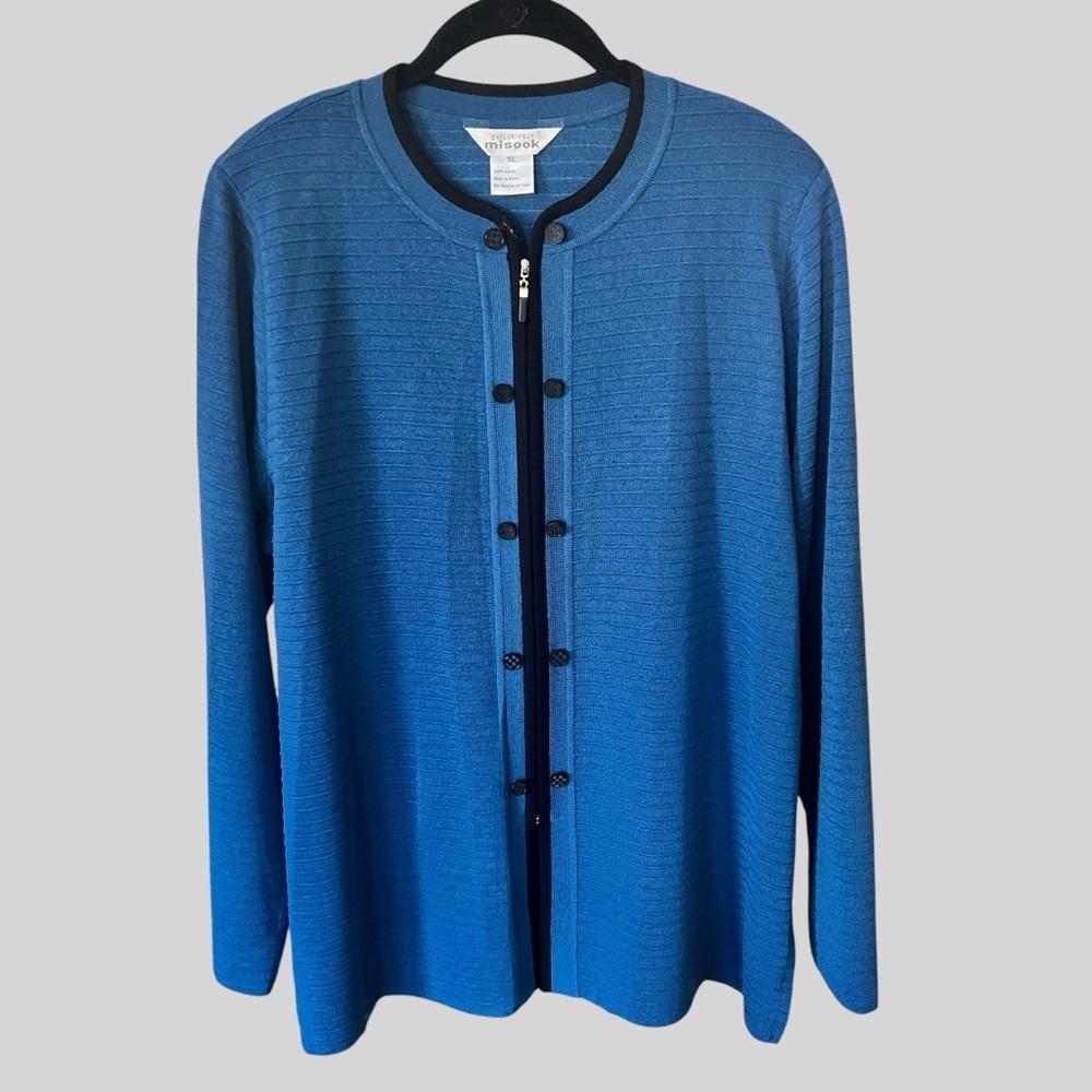 Misook Vintage Teal Knit Cardigan